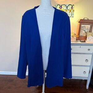 Elegant Blue Open Front Blazer, 3XL